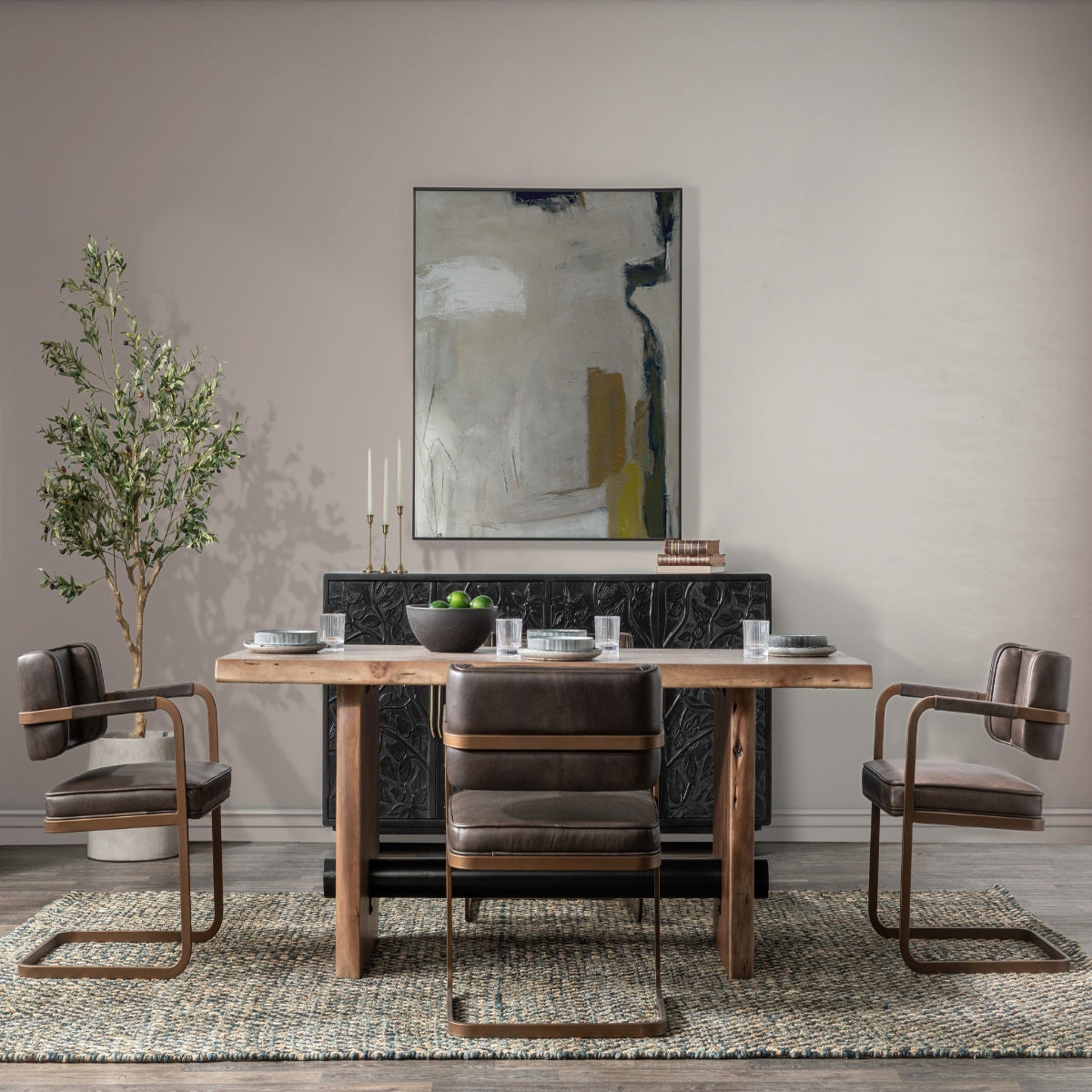 Truffle Brown Leather Dining Chair
