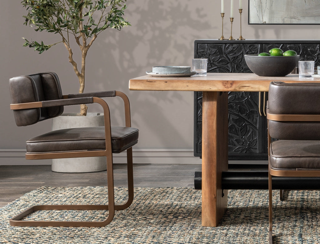 Truffle Brown Leather Dining Chair