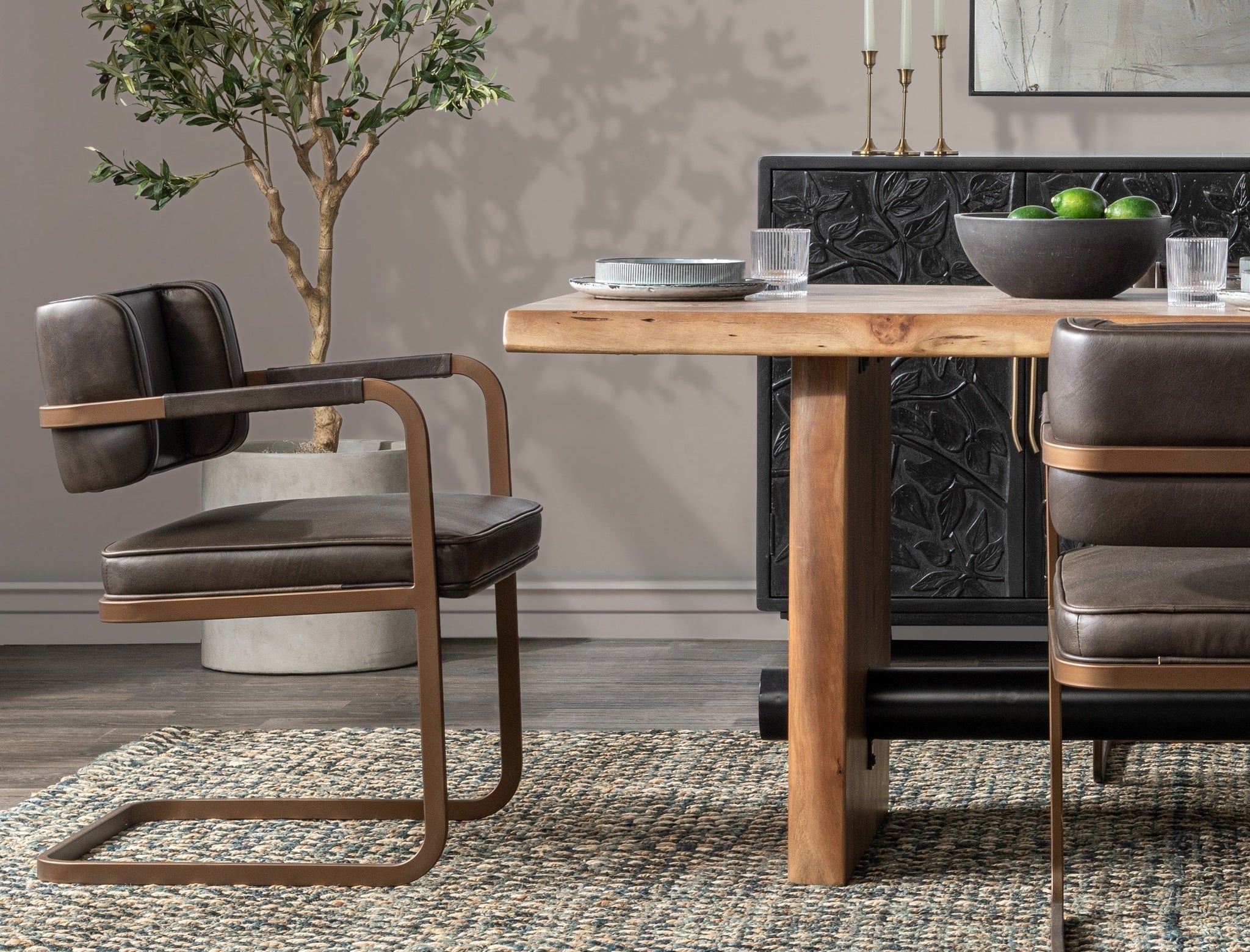 Truffle Brown Leather Dining Chair