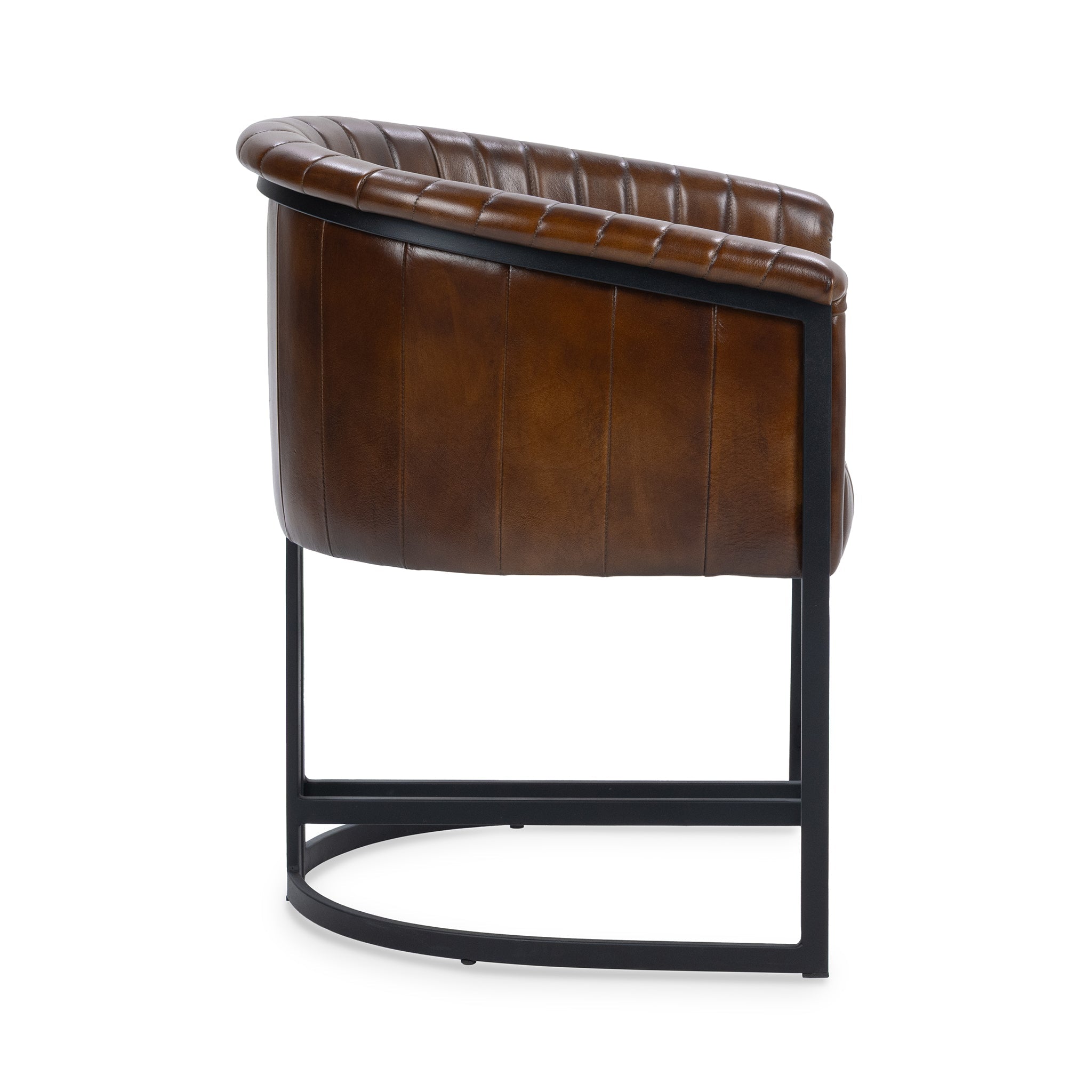 Rustic Brown Leather Dining Chair