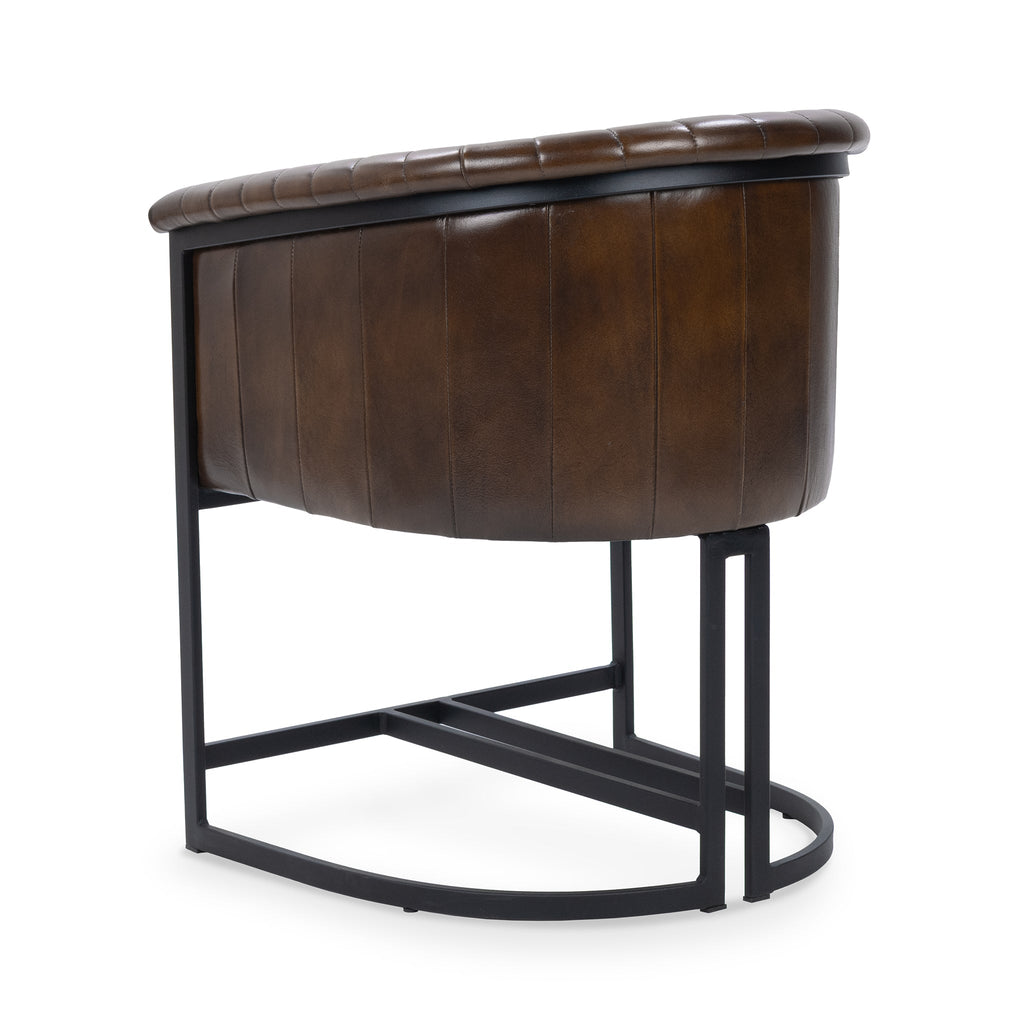 Rustic Brown Leather Dining Chair
