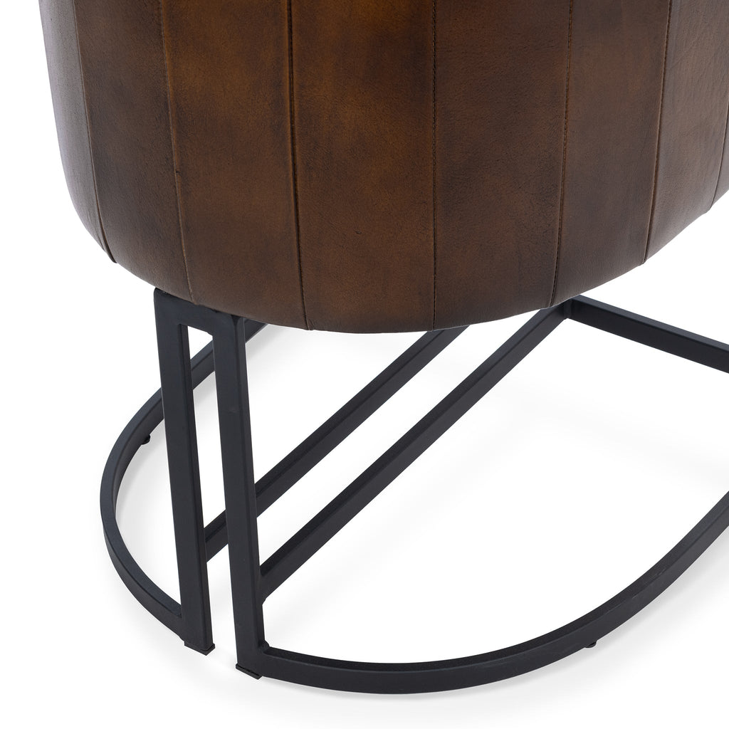 Rustic Brown Leather Dining Chair