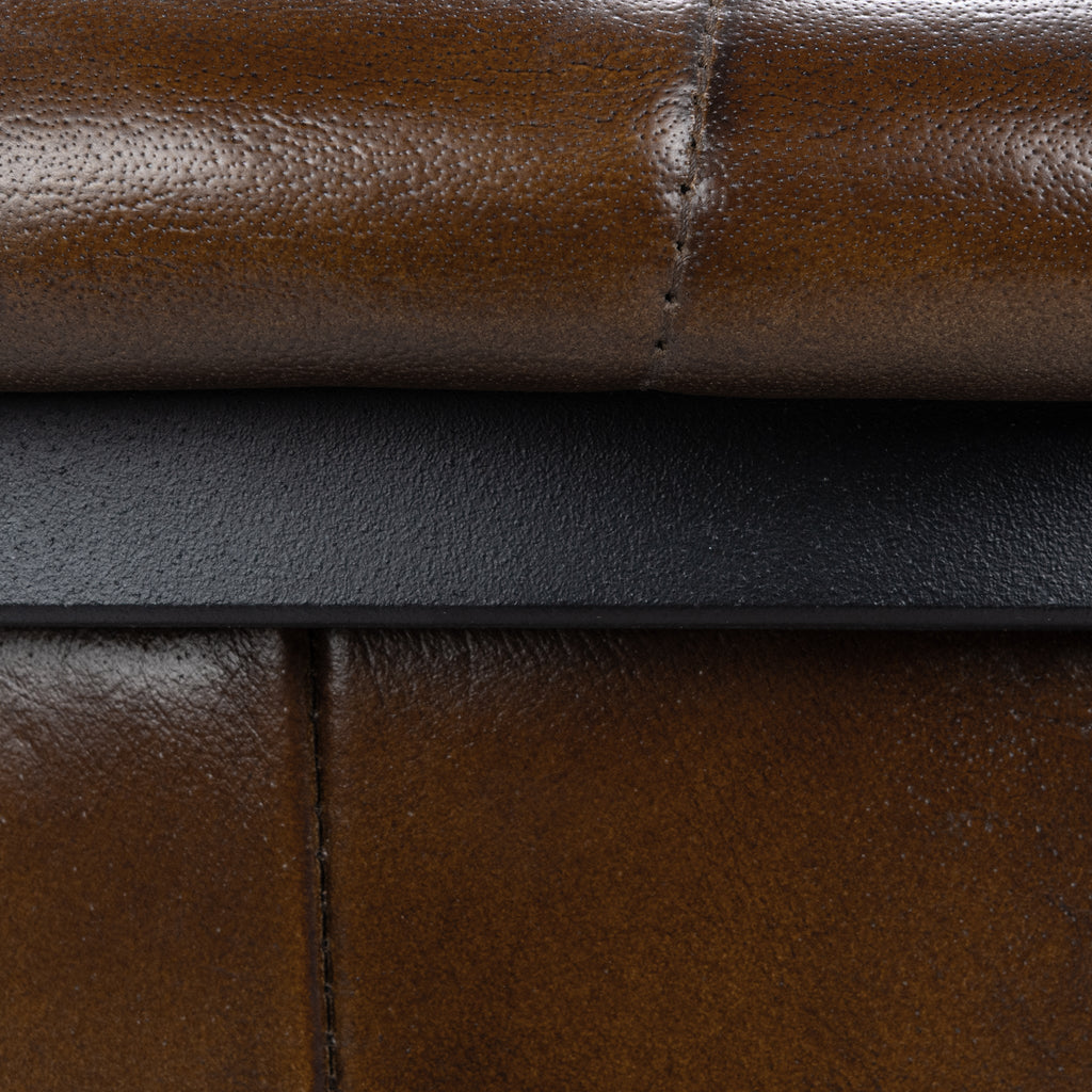 Rustic Brown Leather Dining Chair