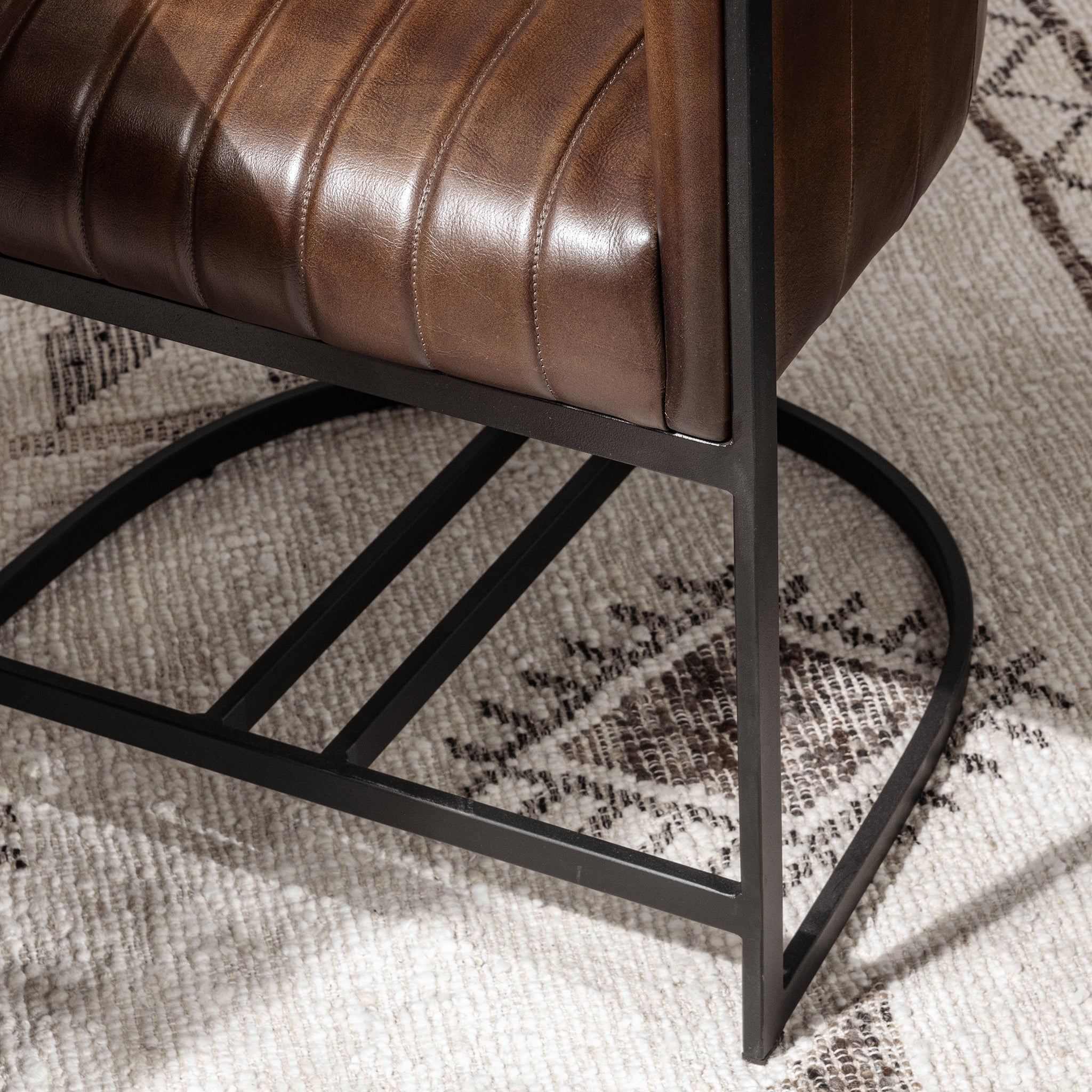 Rustic Brown Leather Dining Chair