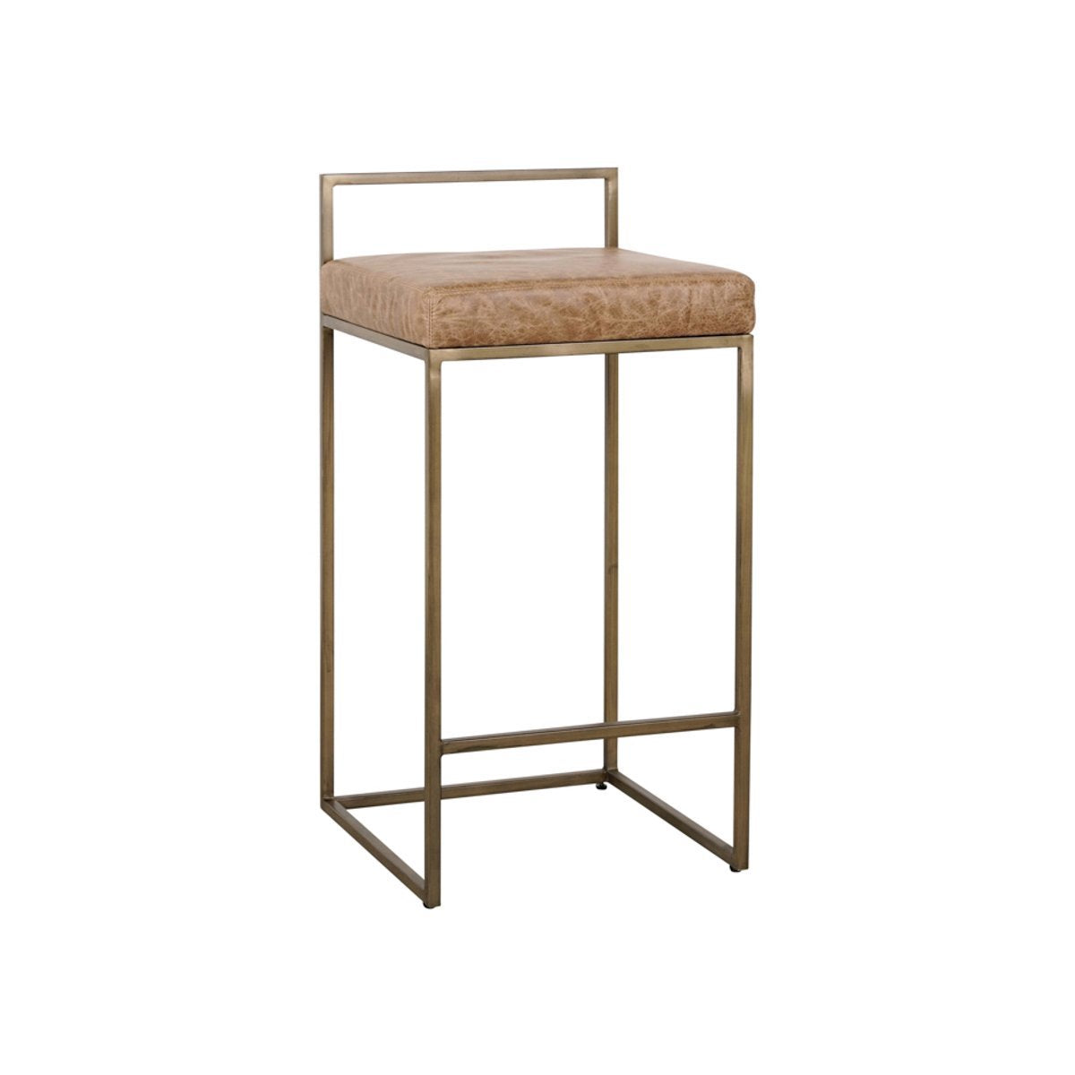 Contemporary Style Leather Counter Stool - Sedona Brown