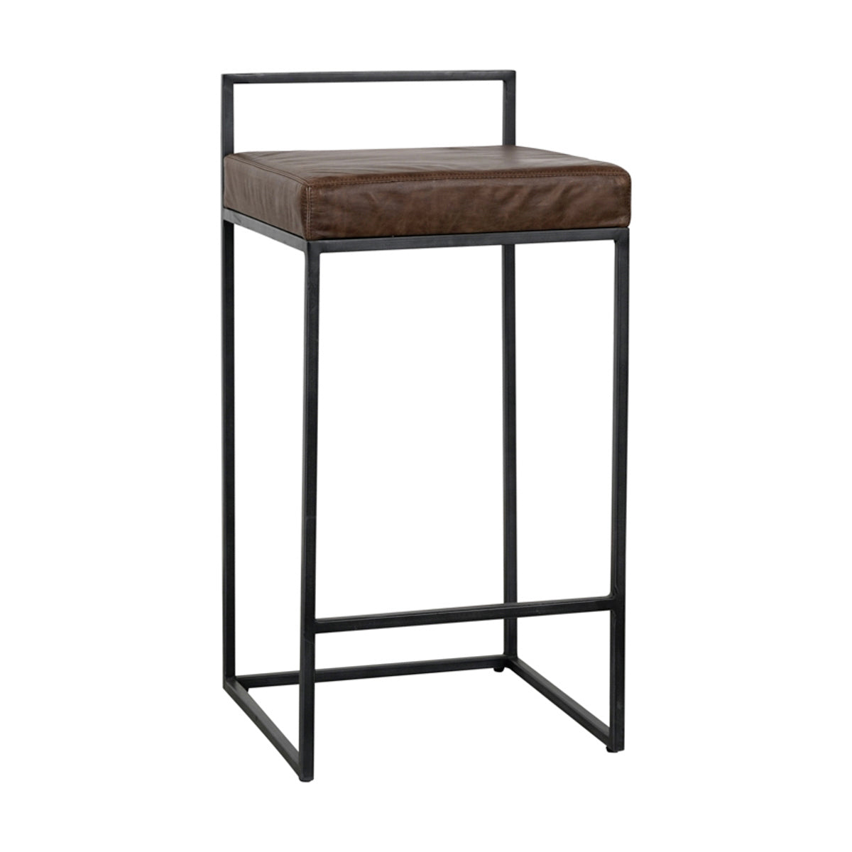 Cocoa Brown Leather Counter Stool