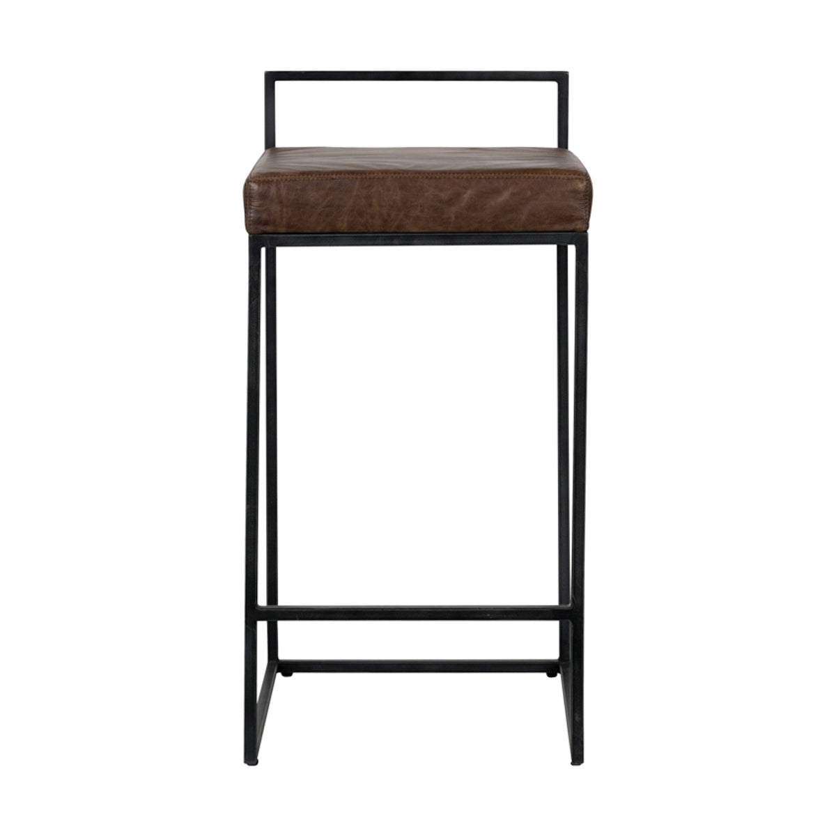 Cocoa Brown Leather Counter Stool