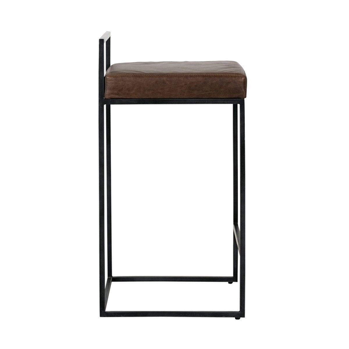 Cocoa Brown Leather Counter Stool