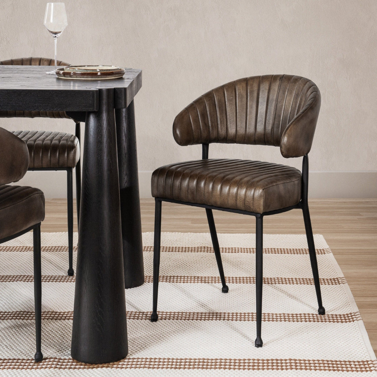 Vintage Cognac Leather Dining Chair