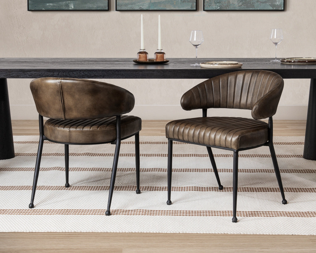 Vintage Cognac Leather Dining Chair