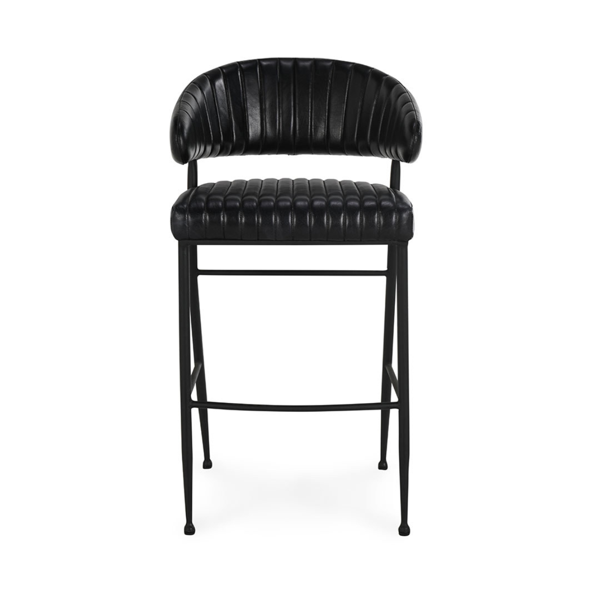 Umbria Leather Bar Stool - Midnight Raven
