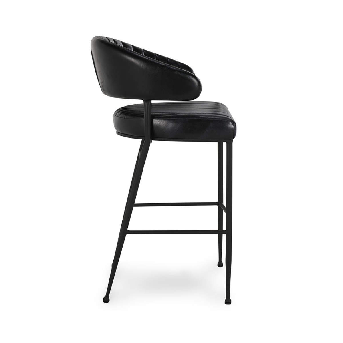 Umbria Leather Bar Stool - Midnight Raven