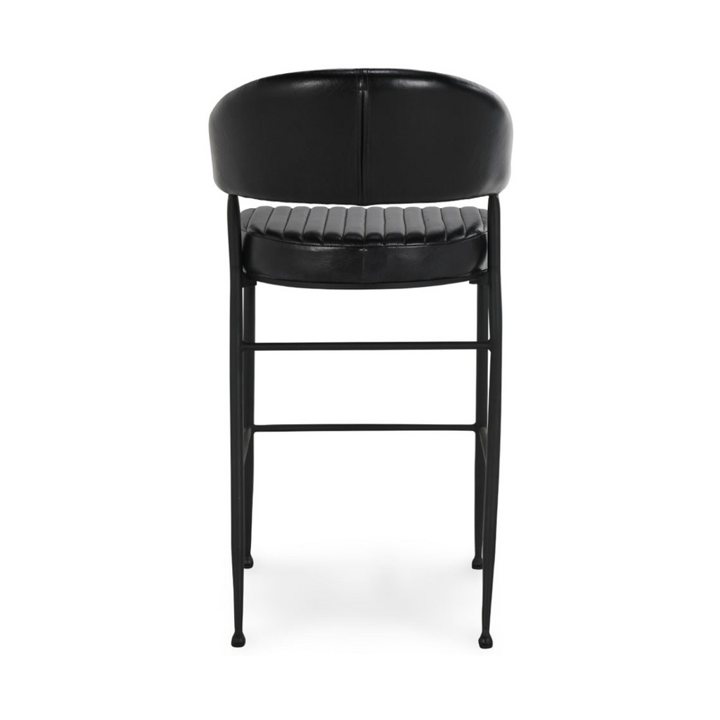 Umbria Leather Bar Stool - Midnight Raven