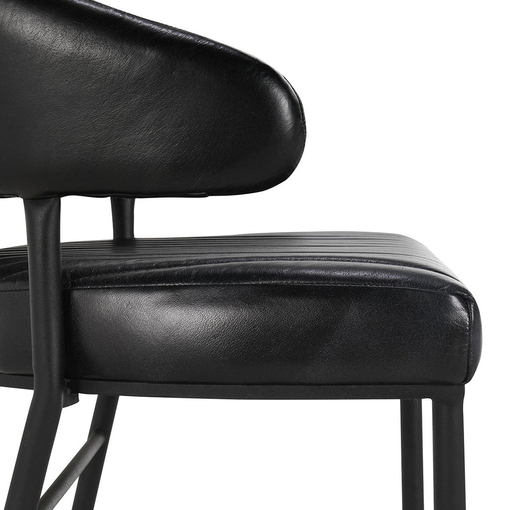 Umbria Leather Bar Stool - Midnight Raven