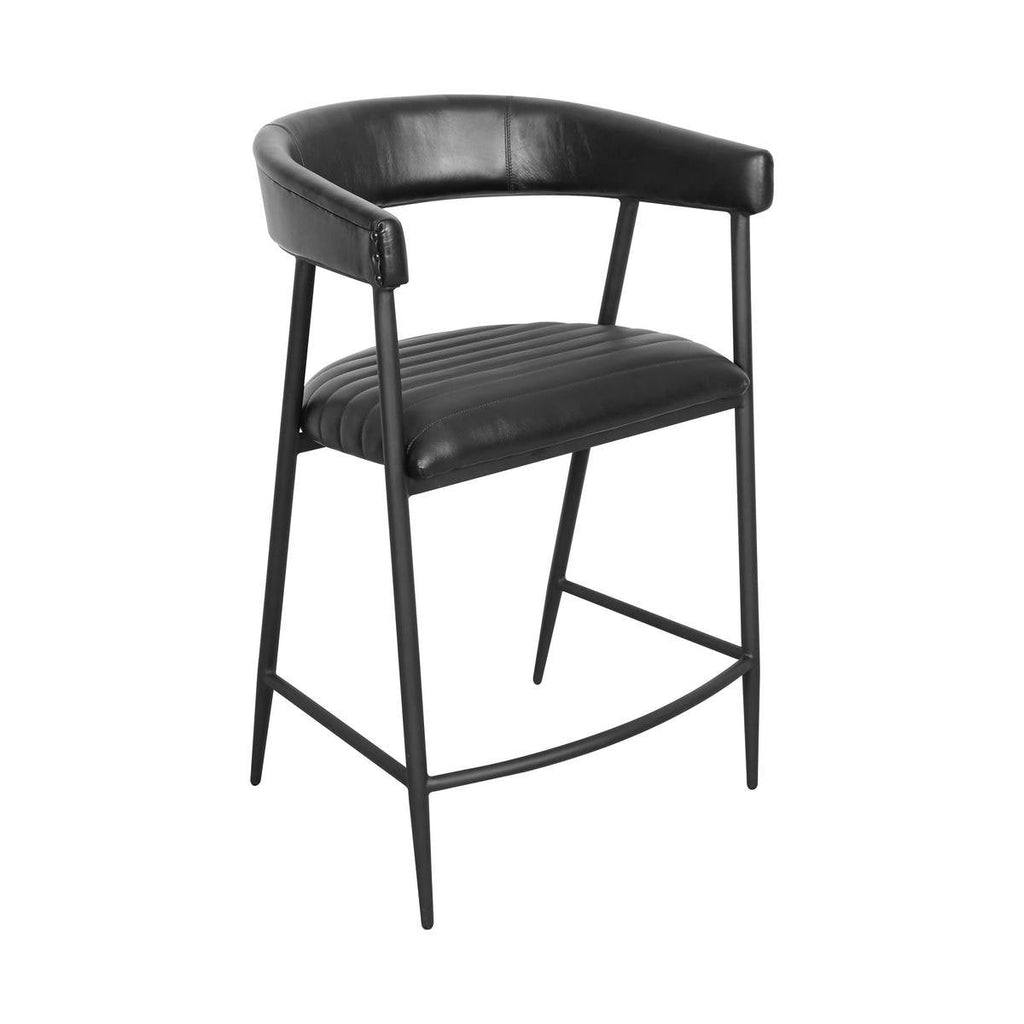 Midnight Raven Leather Counter Stool
