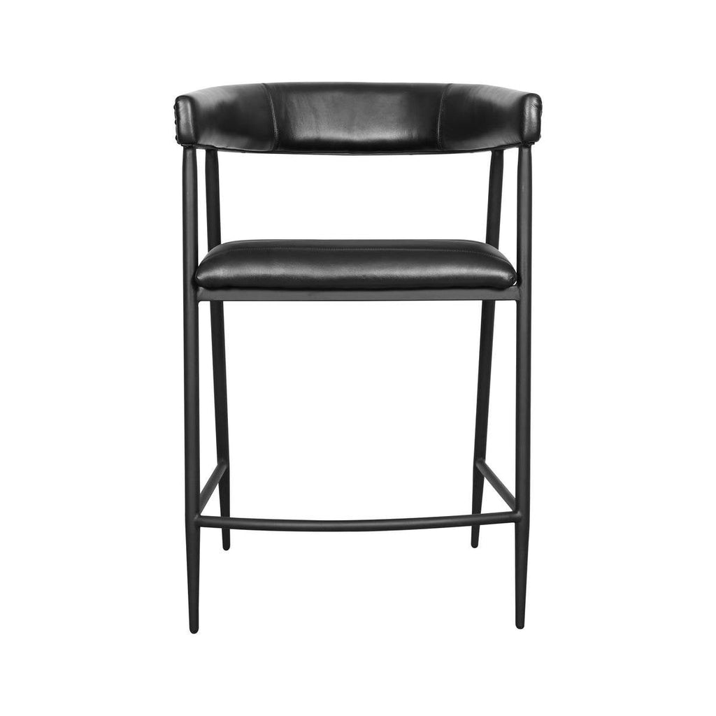 Midnight Raven Leather Counter Stool