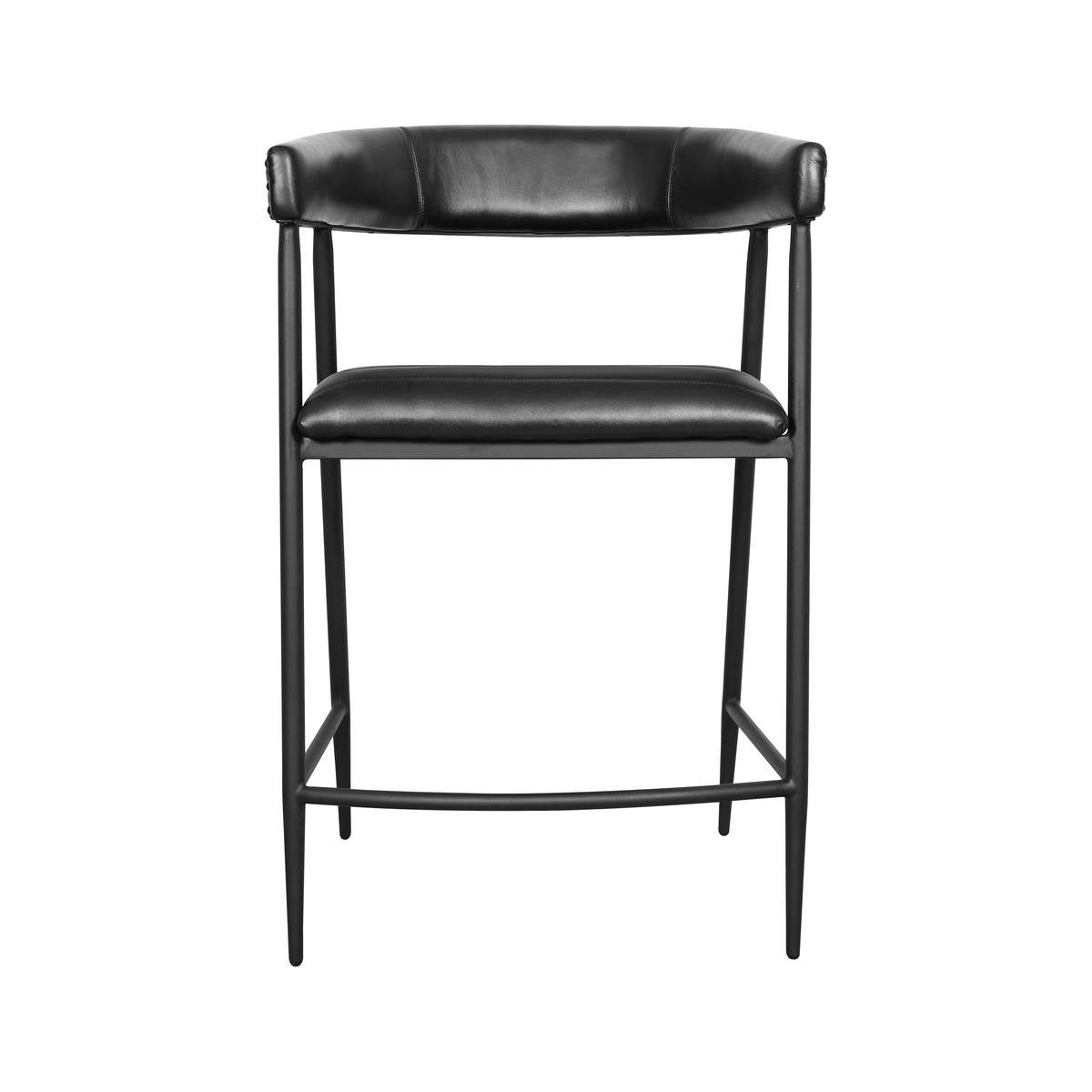 Midnight Raven Leather Counter Stool