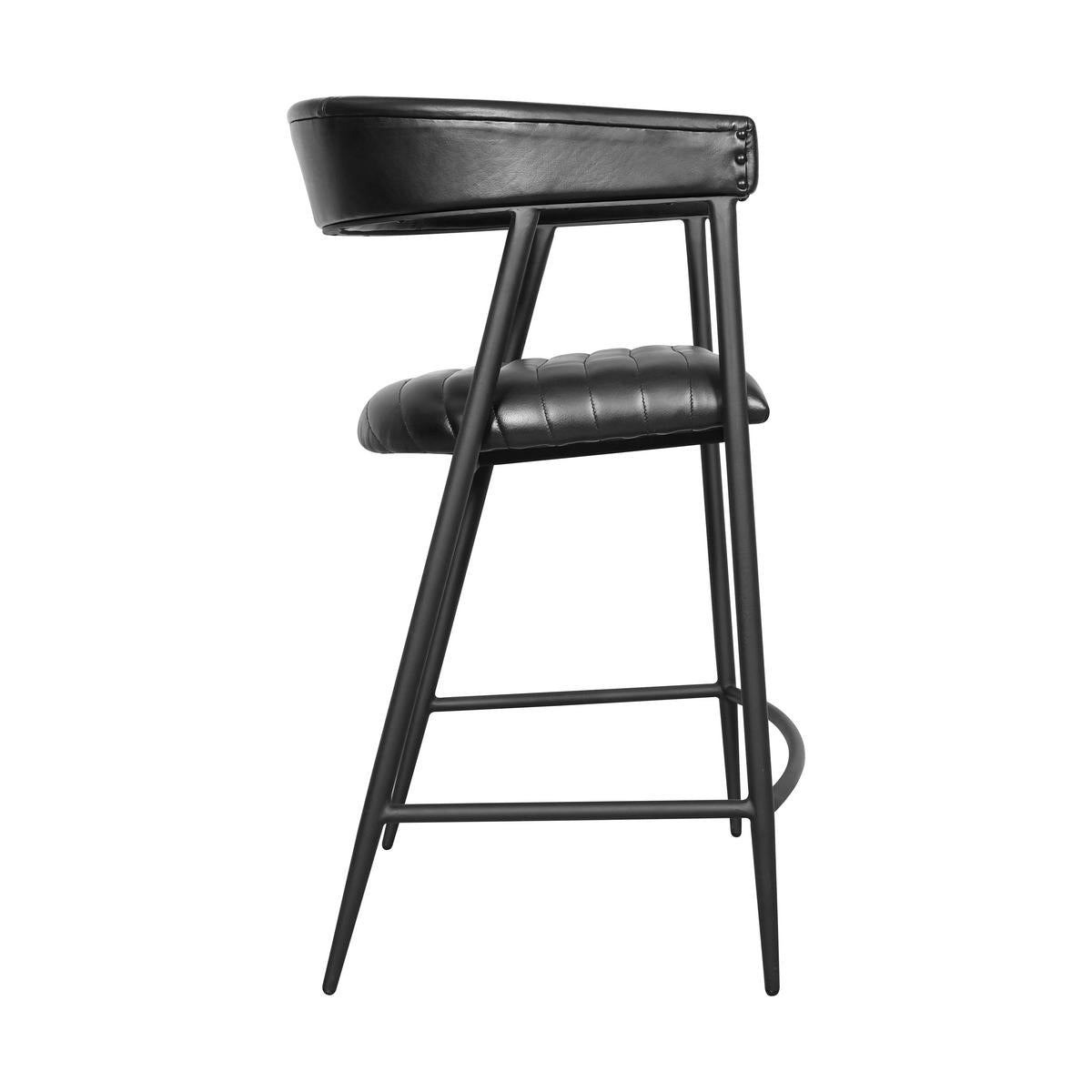 Midnight Raven Leather Counter Stool