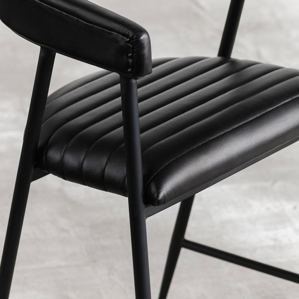 Midnight Raven Leather Counter Stool