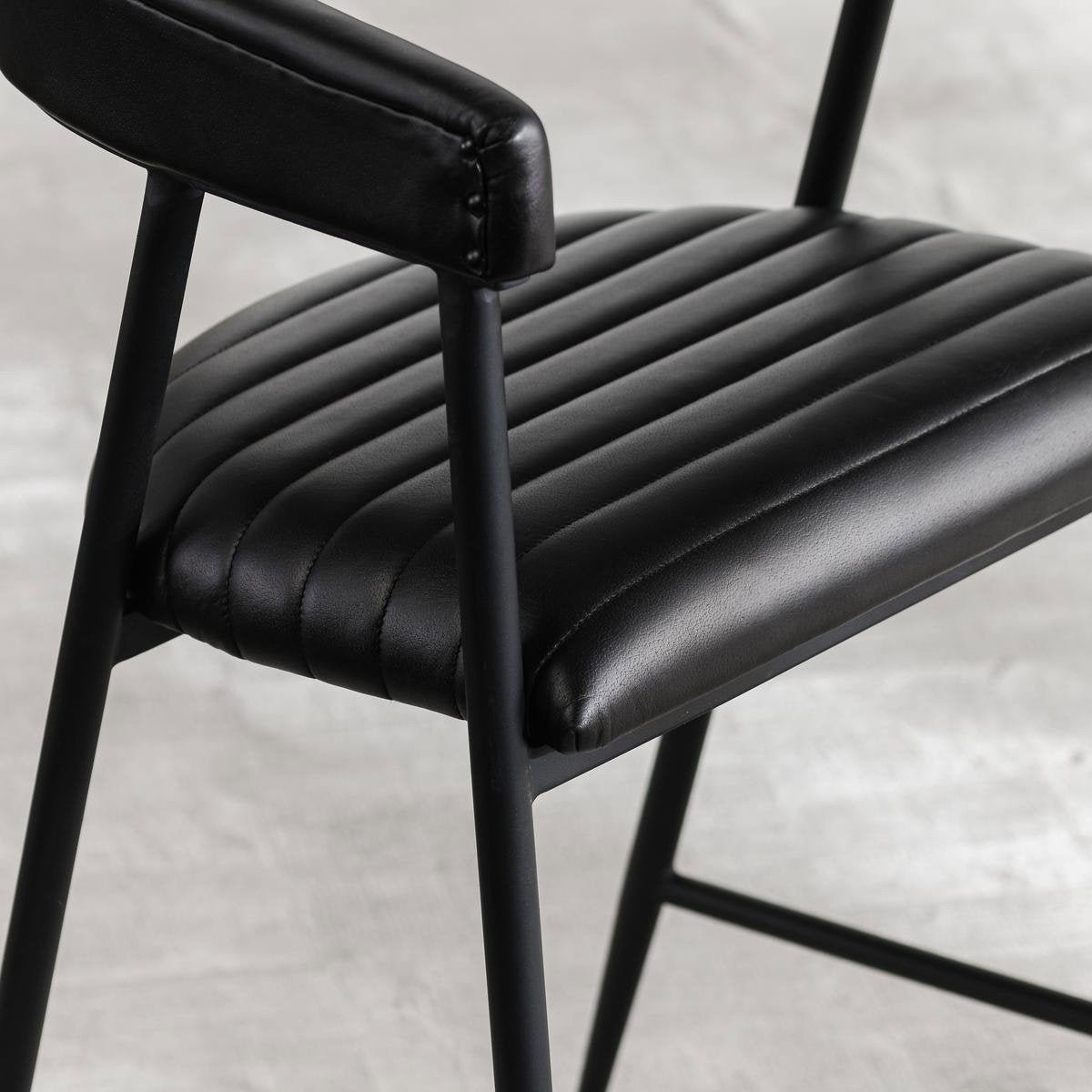 Midnight Raven Leather Counter Stool