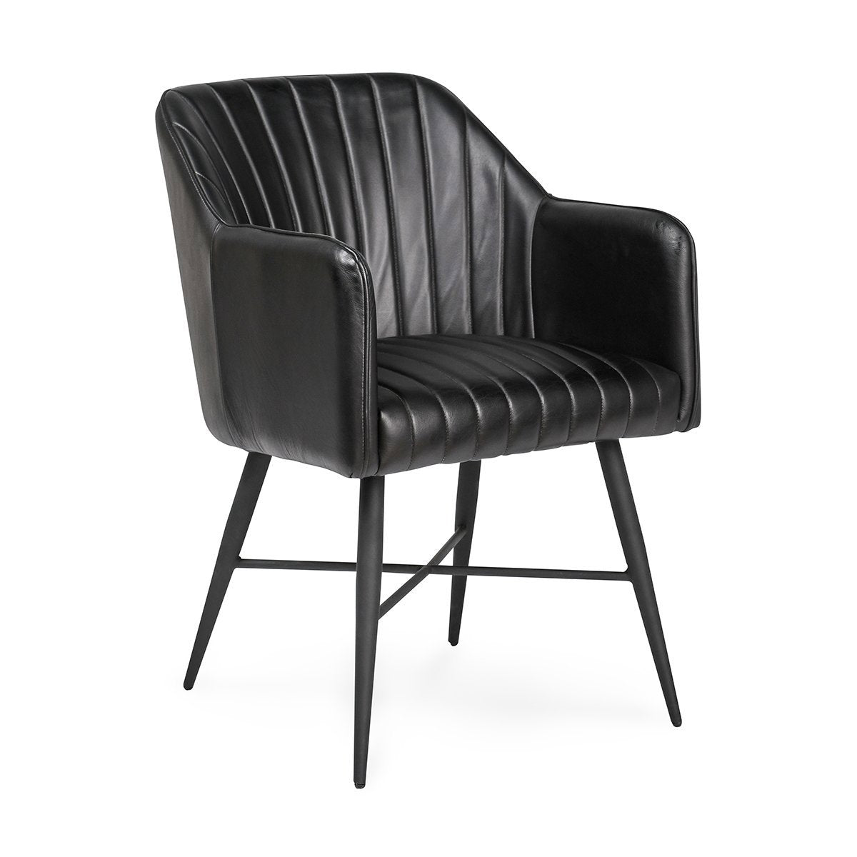 Midnight Raven Leather Dining Chair