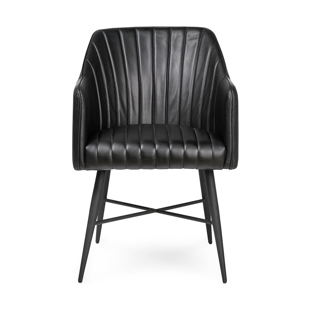 Midnight Raven Leather Dining Chair