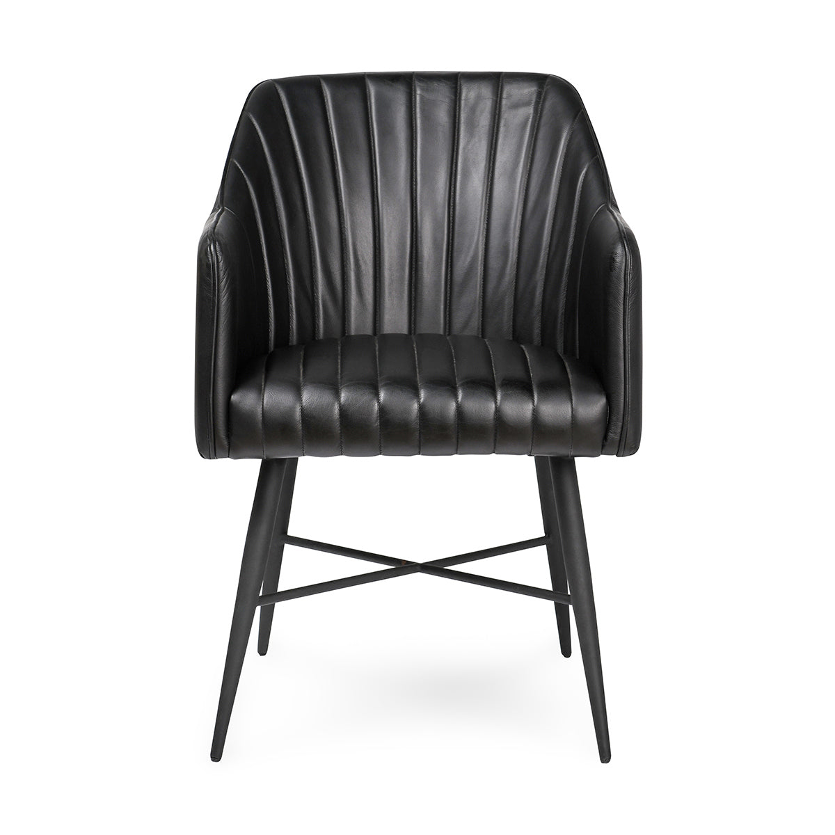 Midnight Raven Leather Dining Chair