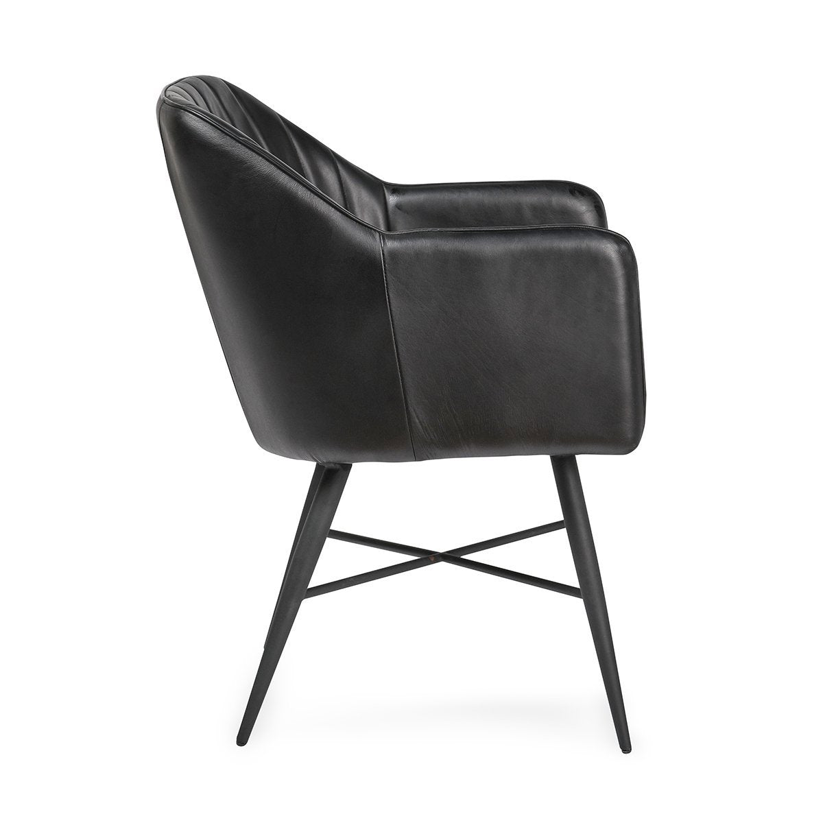 Midnight Raven Leather Dining Chair