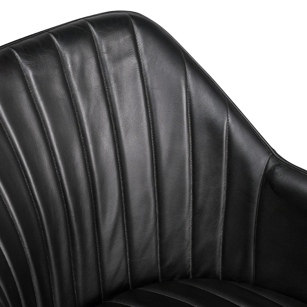 Midnight Raven Leather Dining Chair