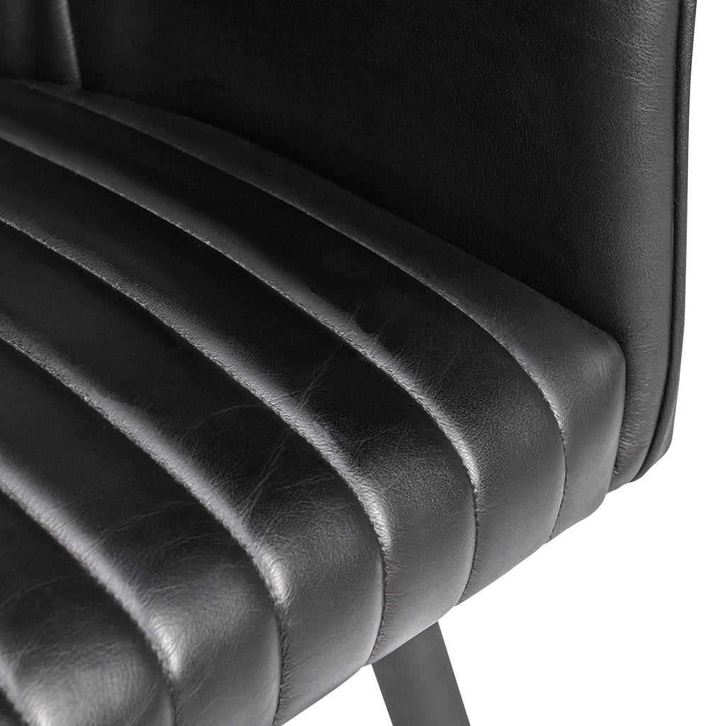 Midnight Raven Leather Dining Chair