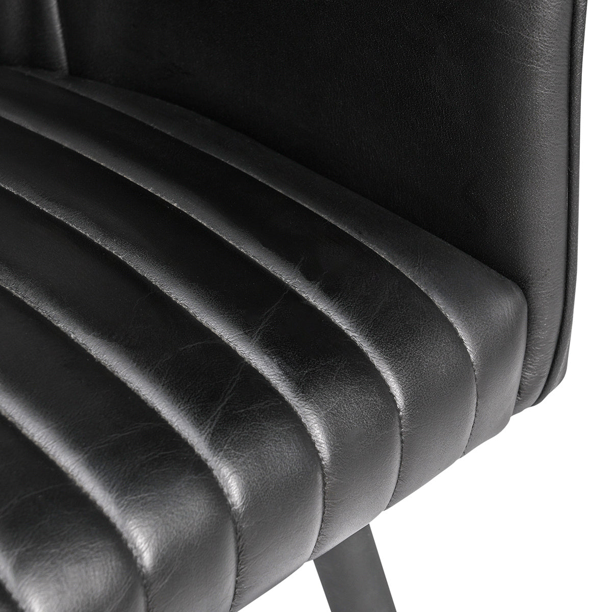 Midnight Raven Leather Dining Chair