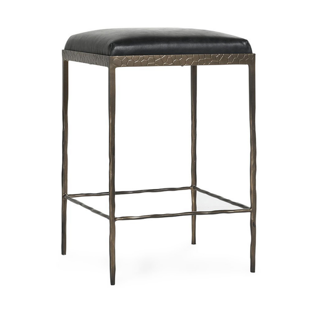 Onyx Black Leather Counter Stool