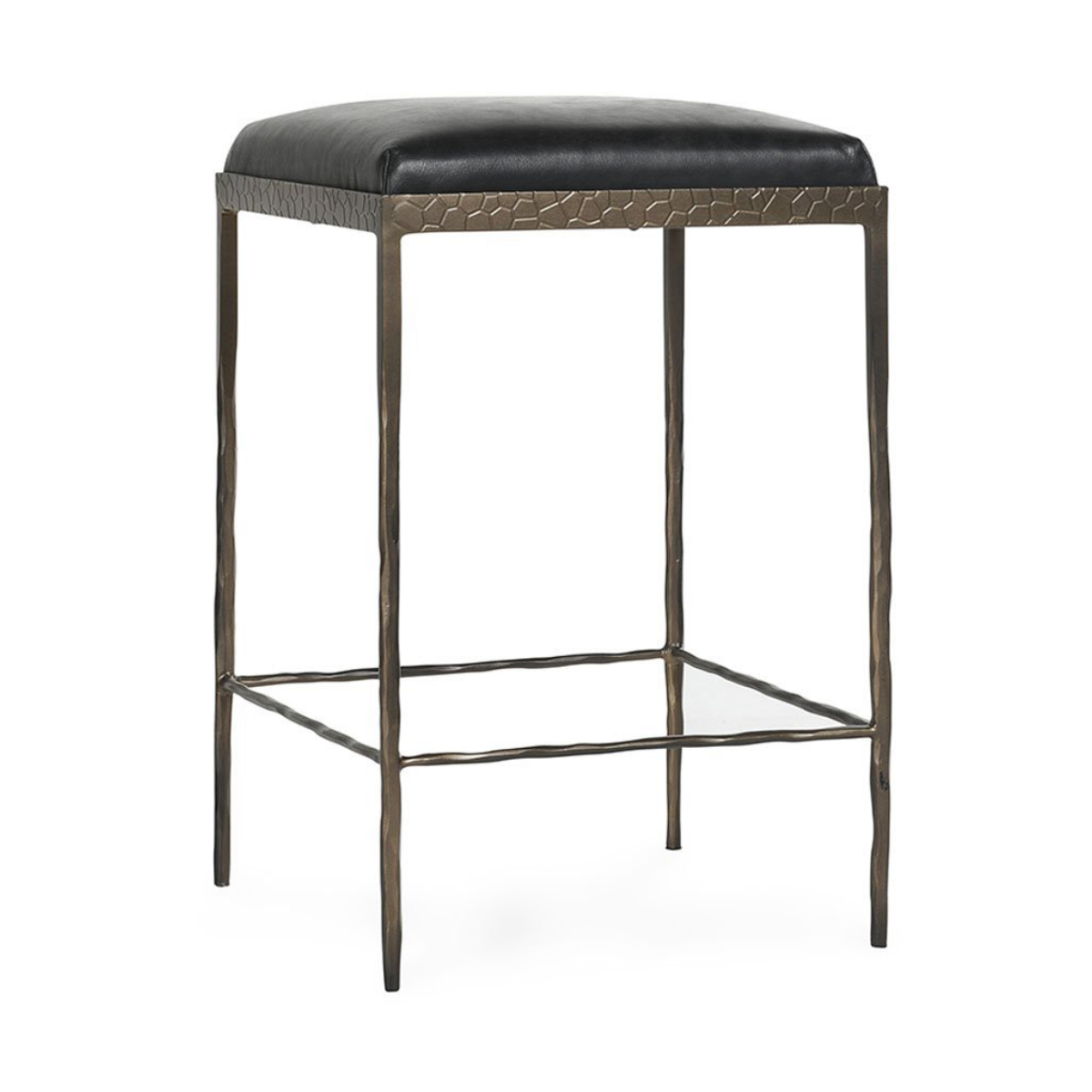 Onyx Black Leather Counter Stool