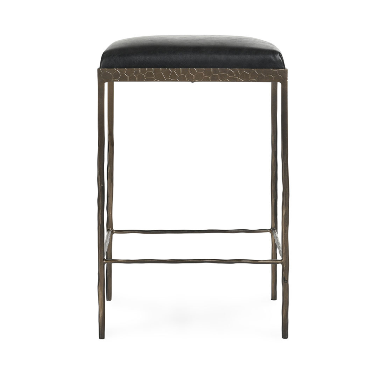 Onyx Black Leather Counter Stool