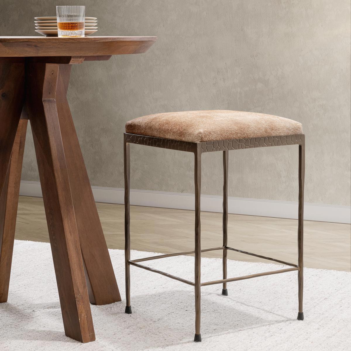 Dark Bronze Hide Counter Stool