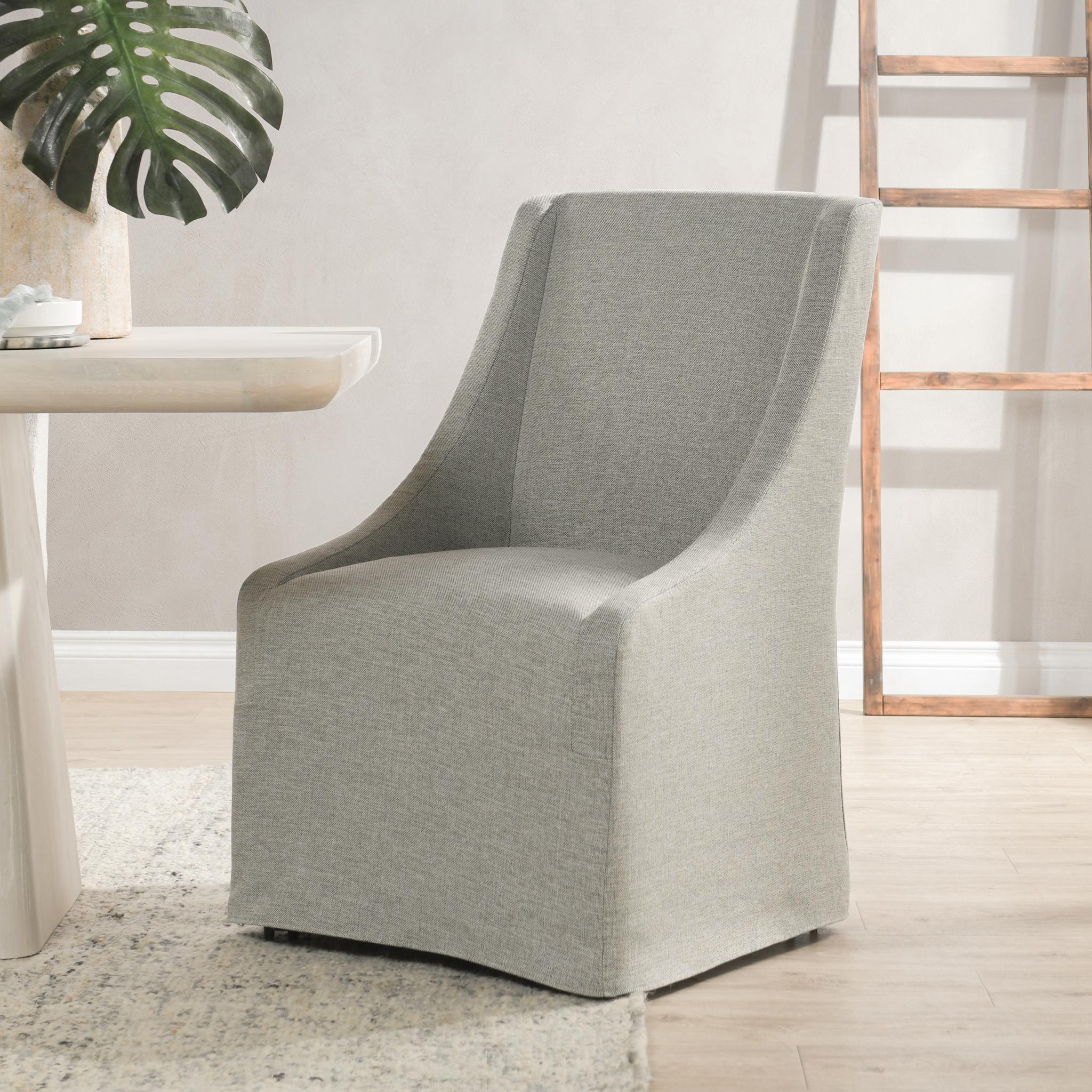 Linen Upholstered Rolling Dining Chair