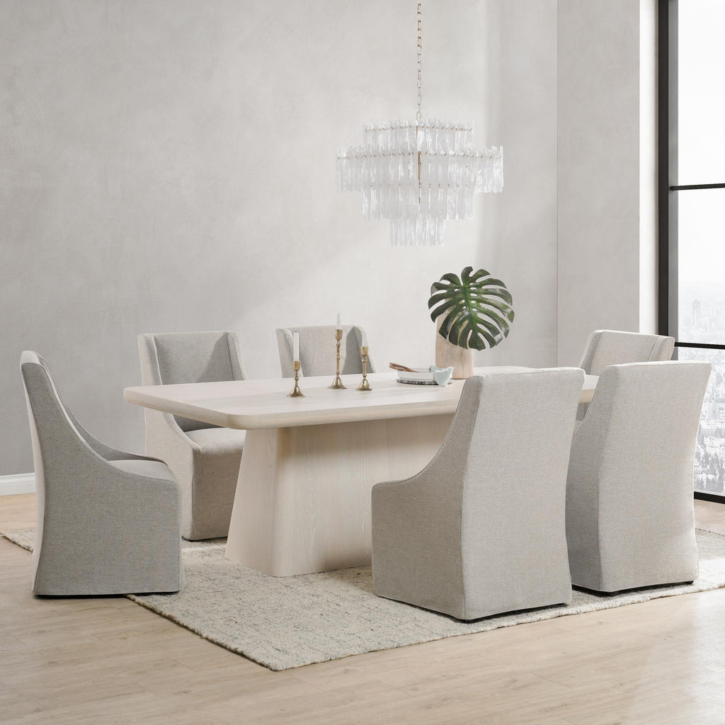 Linen Upholstered Rolling Dining Chair