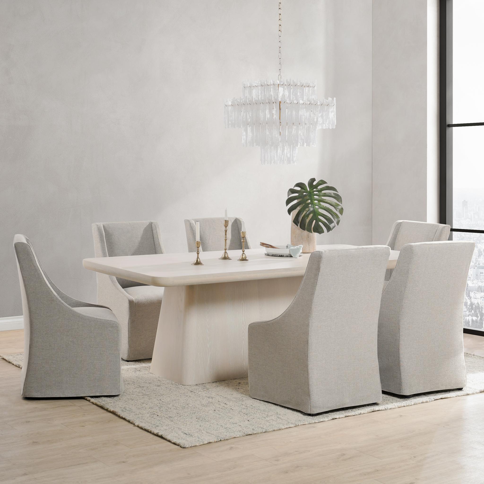 Linen Upholstered Rolling Dining Chair