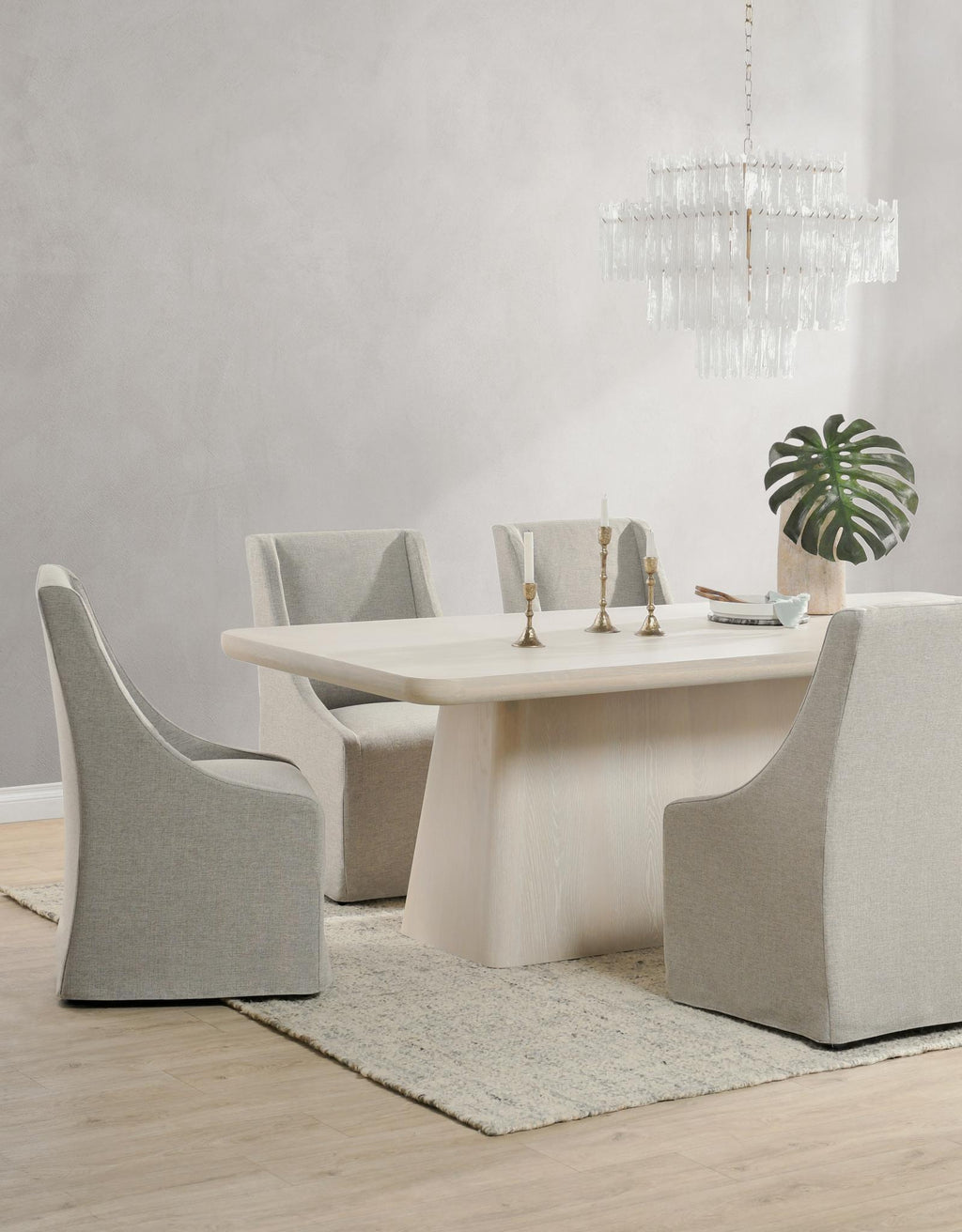 Linen Upholstered Rolling Dining Chair