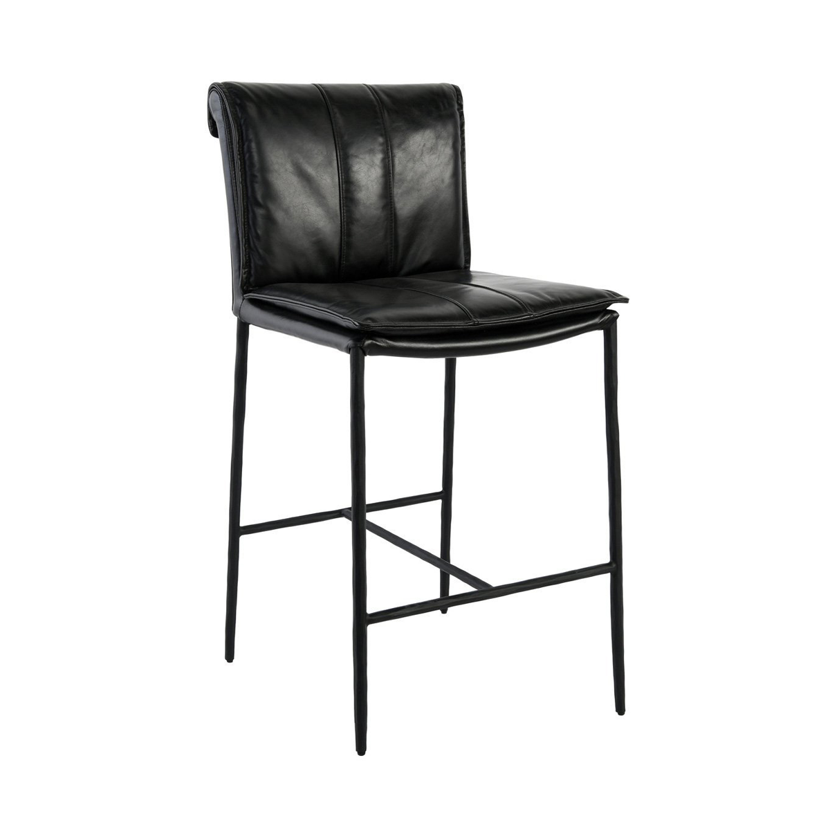 Modern Elegance Leather Counter Stool - Jet Black