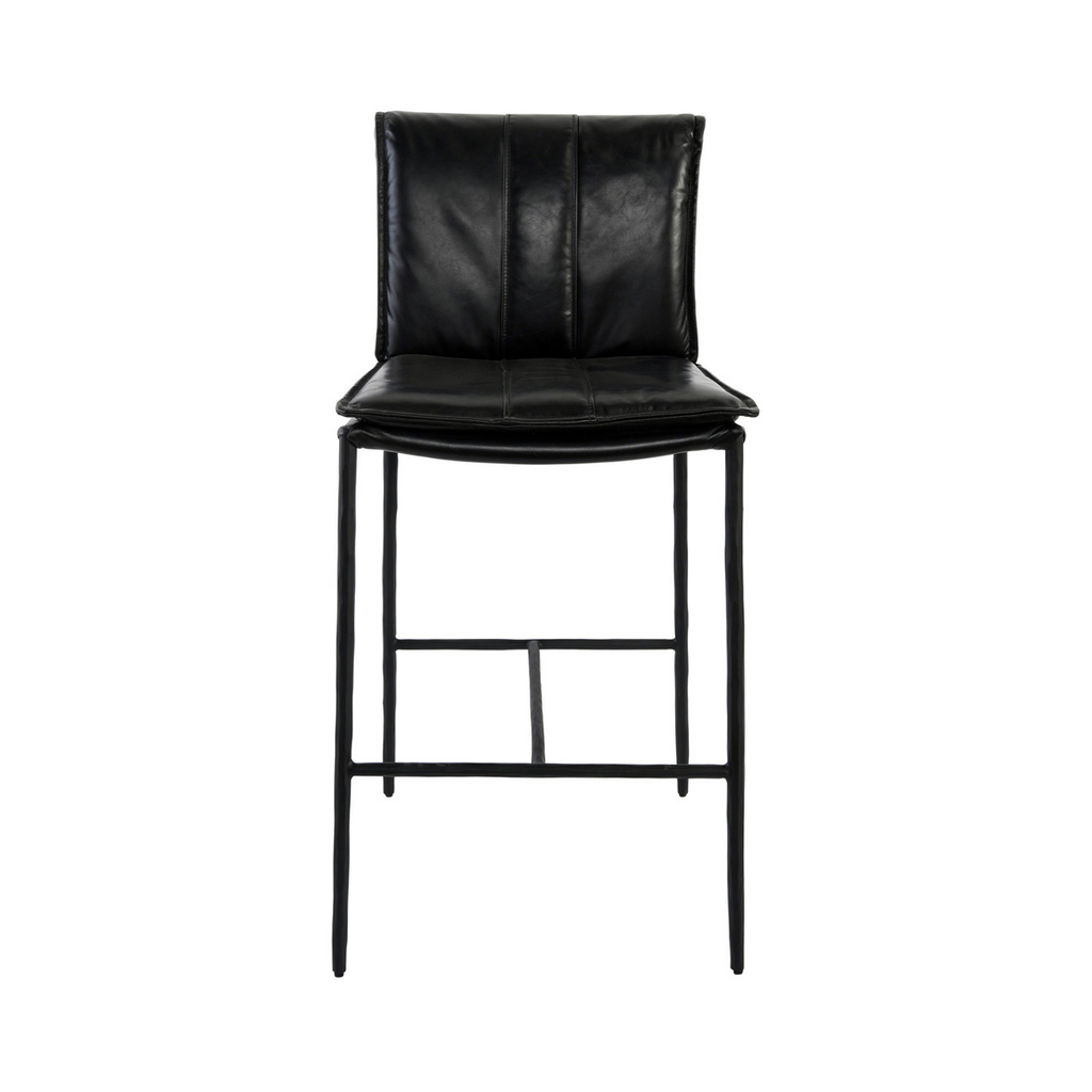 Modern Elegance Leather Counter Stool - Jet Black