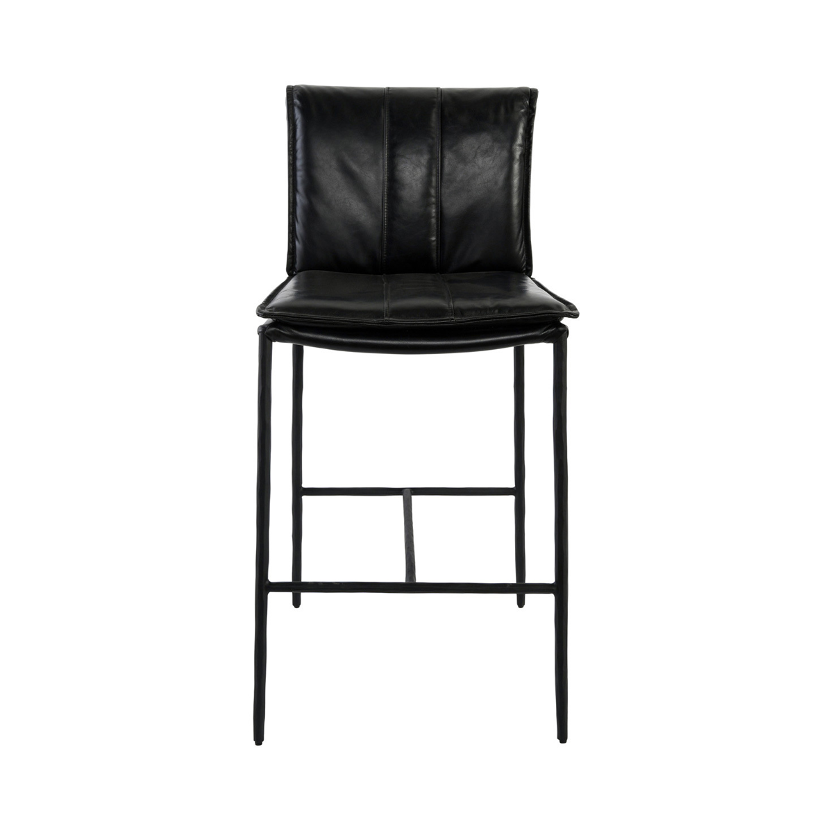 Modern Elegance Leather Counter Stool - Jet Black