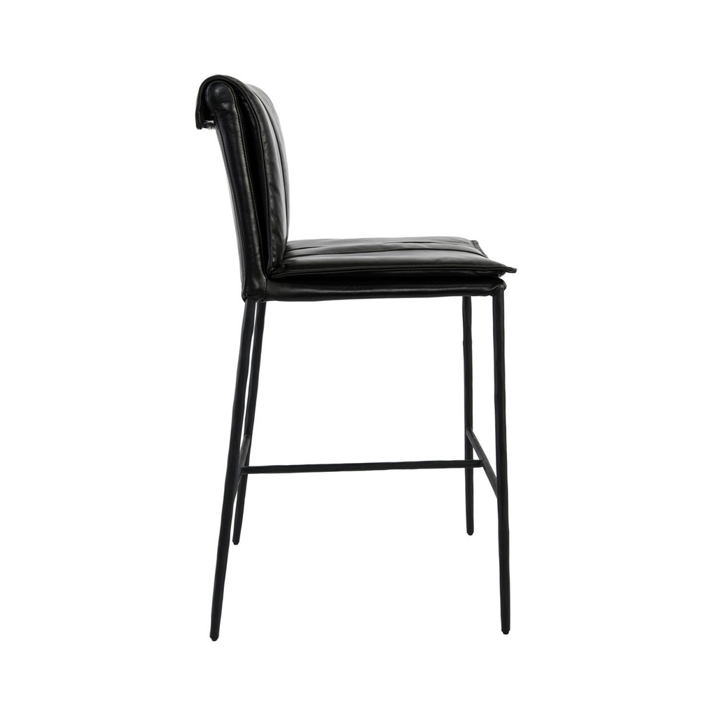 Modern Elegance Leather Counter Stool - Jet Black