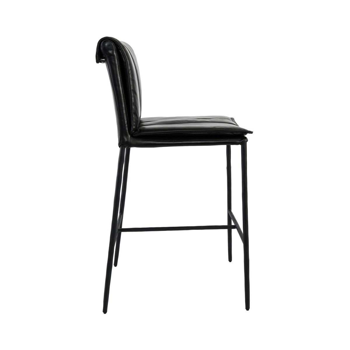 Modern Elegance Leather Counter Stool - Jet Black