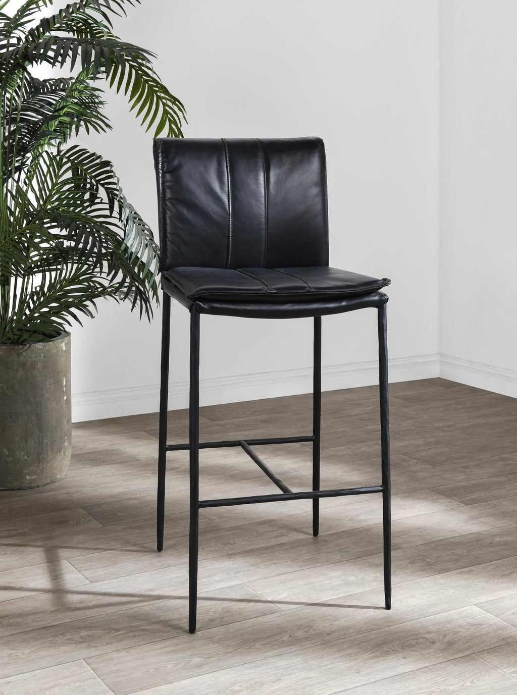 Modern Elegance Leather Counter Stool - Jet Black