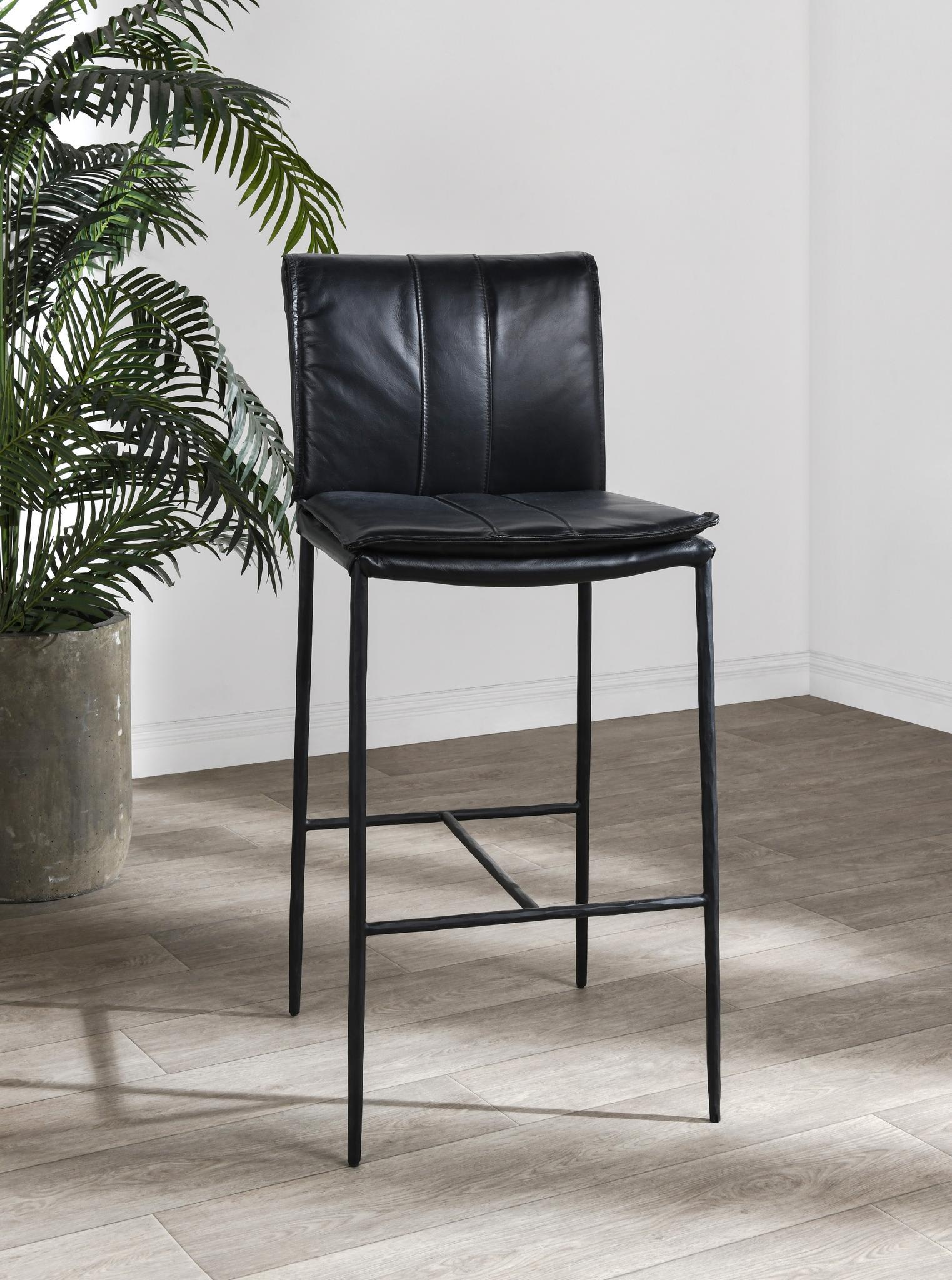 Modern Elegance Leather Counter Stool - Jet Black