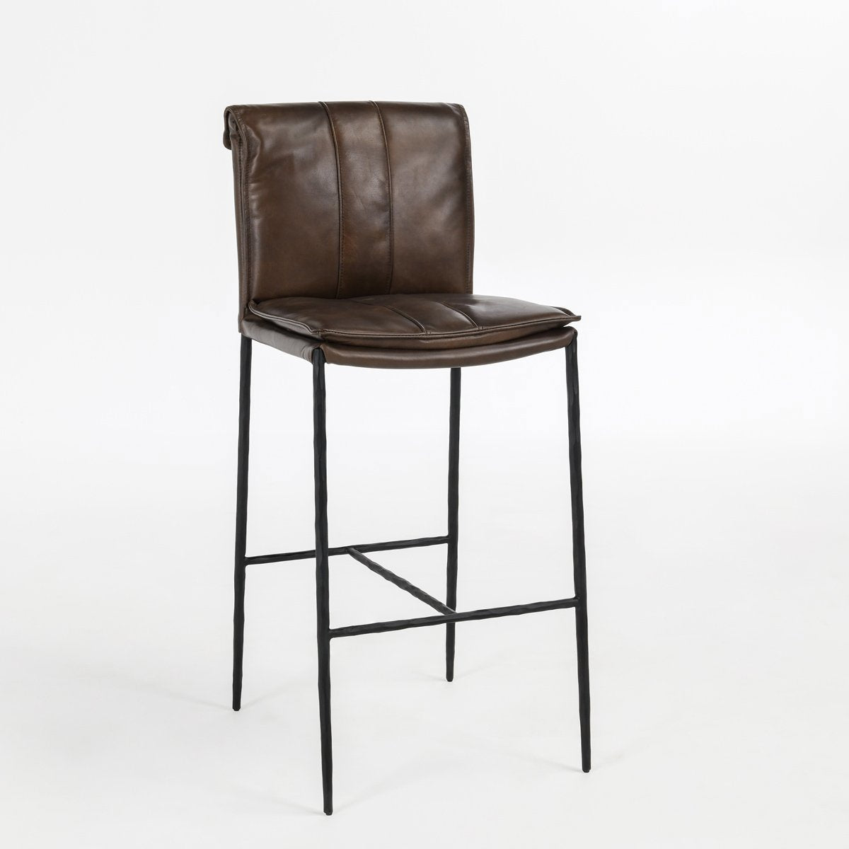 Durable Leather Bar Stool - Truffle Brown