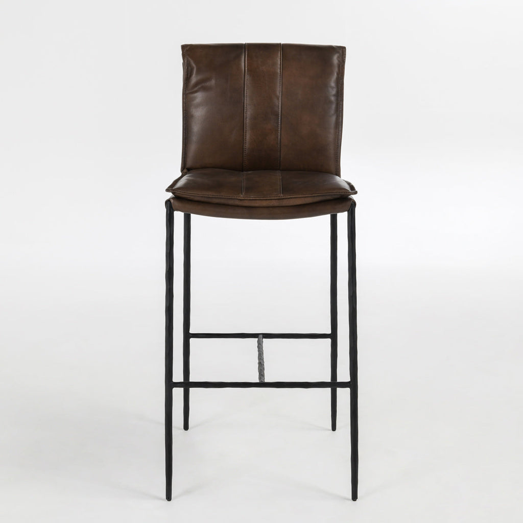Durable Leather Bar Stool - Truffle Brown