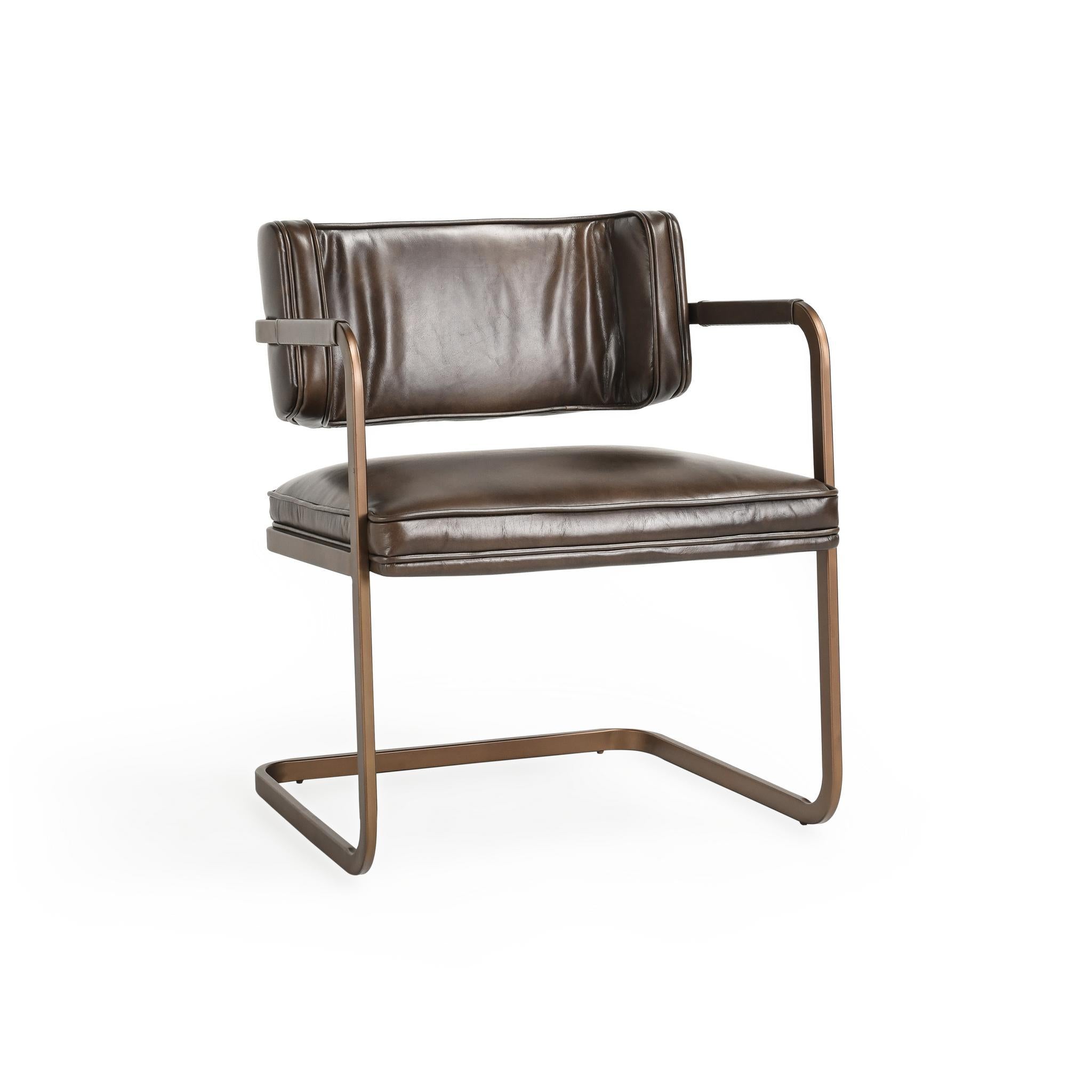 Truffle Brown Leather Dining Chair
