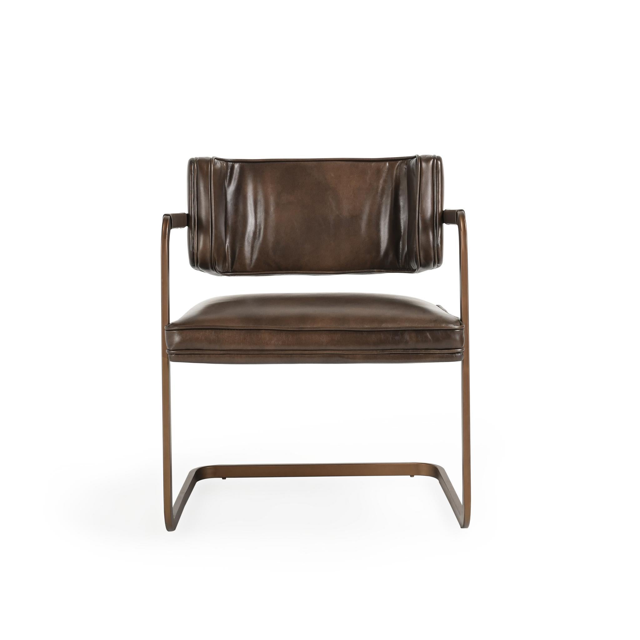Truffle Brown Leather Dining Chair